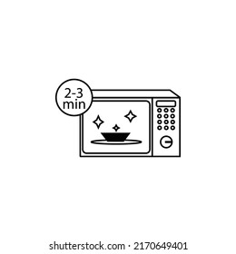 Microwave two three minutes cook icon. Kitchen appliances icon