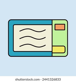 Microwave vector color icon. Electric kitchen appliance. Graph symbol for cooking web site design, logo, app, UI