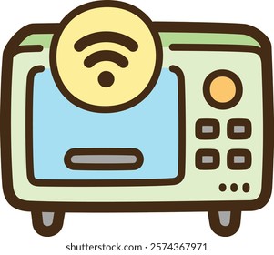 Microwave vector doodle illustration and graphic