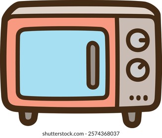 Microwave vector doodle illustration and graphic