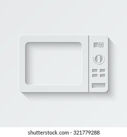 microwave vector icon - paper illustration