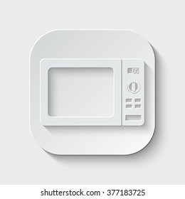 microwave vector icon - paper illustration