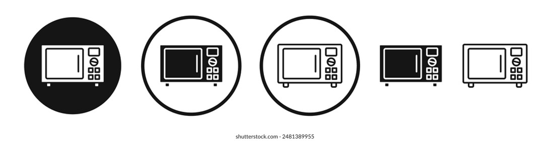 Icono de Vector de microondas en color blanco y negro.