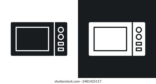 Icono de Vector de microondas en color negro.