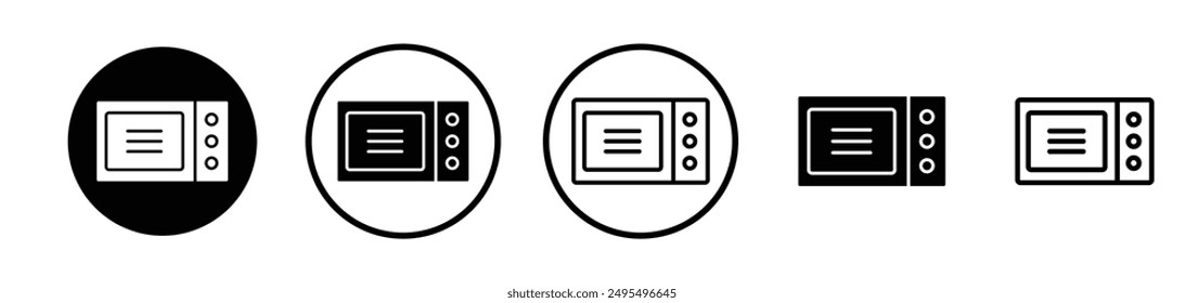 Icono de Vector de microondas en color blanco y negro.