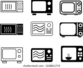 Microwave vector icon set illustration on white background..eps