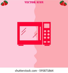Microwave vector  icon. Strawberry Background.