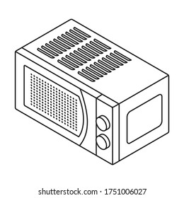 Icono vector de microondas.Icono vector de línea aislado en el microondas de fondo blanco.