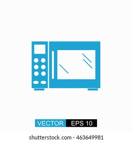 Microwave vector. Isolated blue icon on white background.