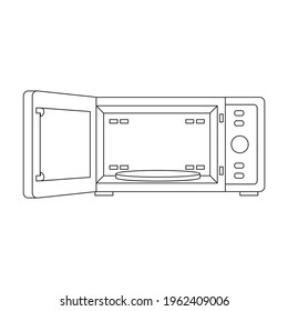 Microwave vector outline icon. Vector illustration oven kitchen on white background. Isolated outline illustration icon of microwave .