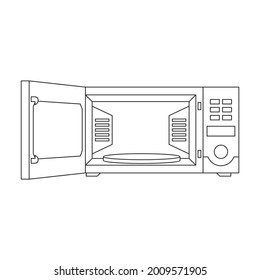 Microwave vector outline icon. Vector illustration oven kitchen on white background. Isolated outline illustration icon of microwave .