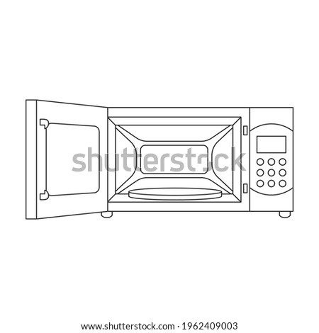 Microwave vector outline icon. Vector illustration oven kitchen on white background. Isolated outline illustration icon of microwave .