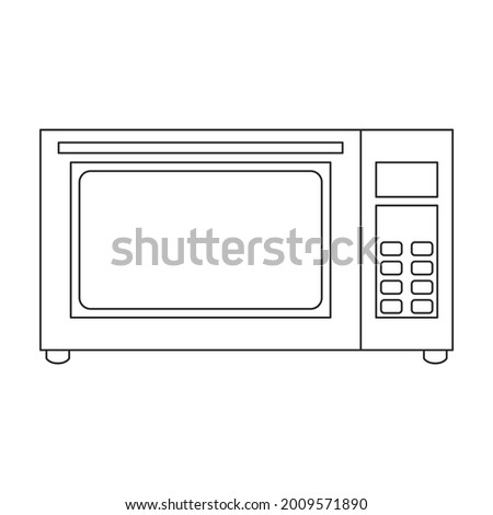 Microwave vector outline icon. Vector illustration oven kitchen on white background. Isolated outline illustration icon of microwave .