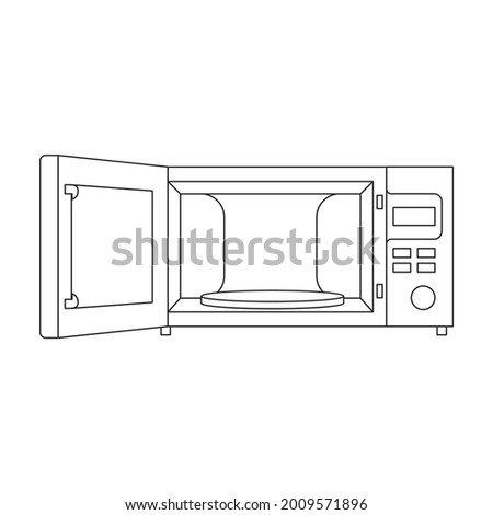 Microwave vector outline icon. Vector illustration oven kitchen on white background. Isolated outline illustration icon of microwave .