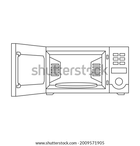 Microwave vector outline icon. Vector illustration oven kitchen on white background. Isolated outline illustration icon of microwave .