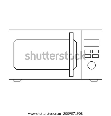 Microwave vector outline icon. Vector illustration oven kitchen on white background. Isolated outline illustration icon of microwave .
