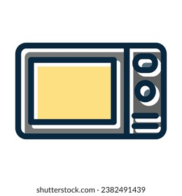 Microwave Vector Thick Line Filled Dark Colors Icons For Personal And Commercial Use.
