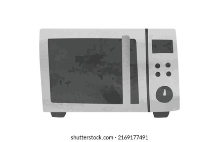 Microwave watercolor style vector illustration isolated on white background. Microwave clipart. Simple microwave oven steel doodle drawing cartoon. Minimalist microwave hand drawn style