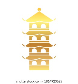 Mid autumn concept, chinese tower icon, gradient style, vector illustration