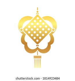 Mid autumn concept, oriental ammulet icon, gradient style, vector illustration