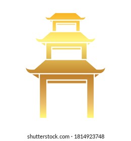 Concepto de otoño medio, icono del templo oriental, estilo gradiente, ilustración vectorial