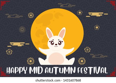 Mid autumn cute bunny ,rabbit moon background