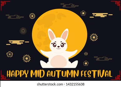 Mid autumn cute bunny ,rabbit moon background