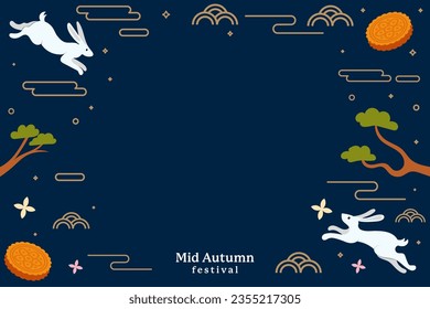 mid autumn festival background illustration with ornament and copy space area