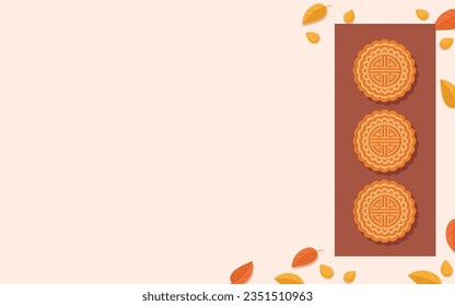 Mid autumn festival background with  mooncakes isolated in pink. Mooncake background.