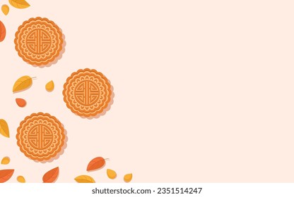 Mid autumn festival background with  mooncakes isolated in pink. Mooncake background.