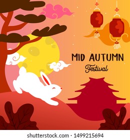 MID AUTUMN FESTIVAL BACKGROUND-RABBIT AND MOON