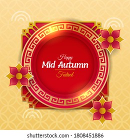 Mid autumn festival banner with flowers