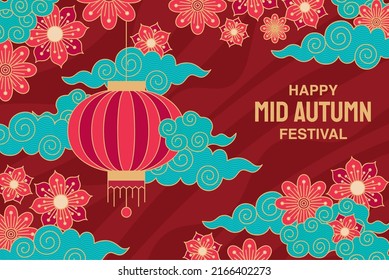 mid autumn festival cartel with chinese ornaments