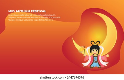 mid autumn festival character illustration Graphic Elements Template can be use for, landing page, template, ui, web, mobile app, poster, banner, flyer,kids cover Book, social media, Card Invitation,