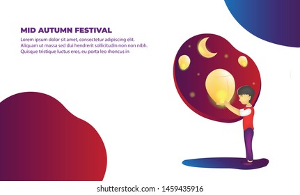 mid autumn festival character illustration Graphic Elements Template can be use for,landing page, template, ui, web, mobile app, poster, banner, flyer,kids cover Book, social media, Card Invitation,