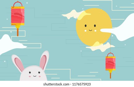 Mid Autumn Festival with creative style on color Background.
