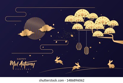 Mid Autumn Festival design. can use for, landing page, template, ui, web, mobile app, poster, banner, flyer, background