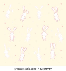Mid autumn festival design with rabbits and abstract elements. Chinese translate:Mid Autumn Festival.