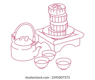 Mid autumn festival food still life.