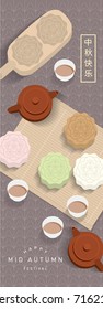 mid autumn festival greetings template vector/illustration with chinese characters that mean happy mid autumn festival