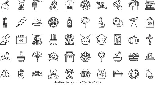 Mid autumn festival icons High-Quality Vector Icons Collection with Editable Stroke. Ideal for Professional and Creative Projects.