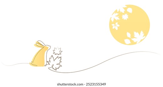 Mid Autumn festival illustration. Full moon and rabbits decoration background. Vector illustration.