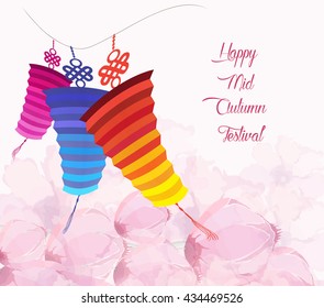 Mid Autumn Festival with lantern and lotus background.