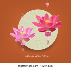 Mid Autumn Festival with lotus lanterns background