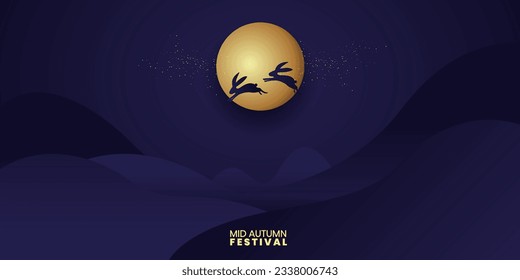 Mid Autumn Festival minimalist design for greeting card, banner, poster, background. vector illustration.