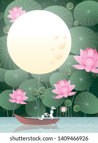 mid autumn festival/ moon cake festival greetings template vector/illustration