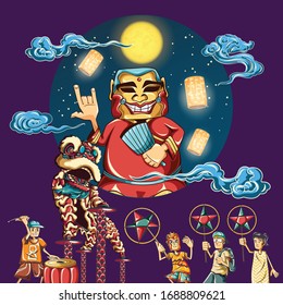 Mid Autumn Festival, moon-cake festival greetings template vector