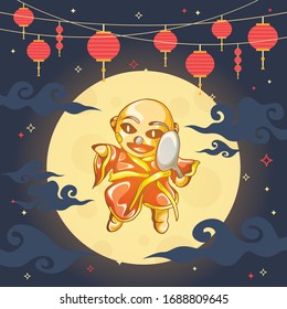 Mid Autumn Festival, moon-cake festival greetings template vector