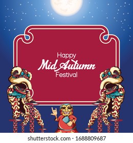 Mid Autumn Festival, moon-cake festival greetings template vector