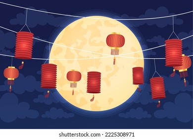 mid autumn festival night with lanterns